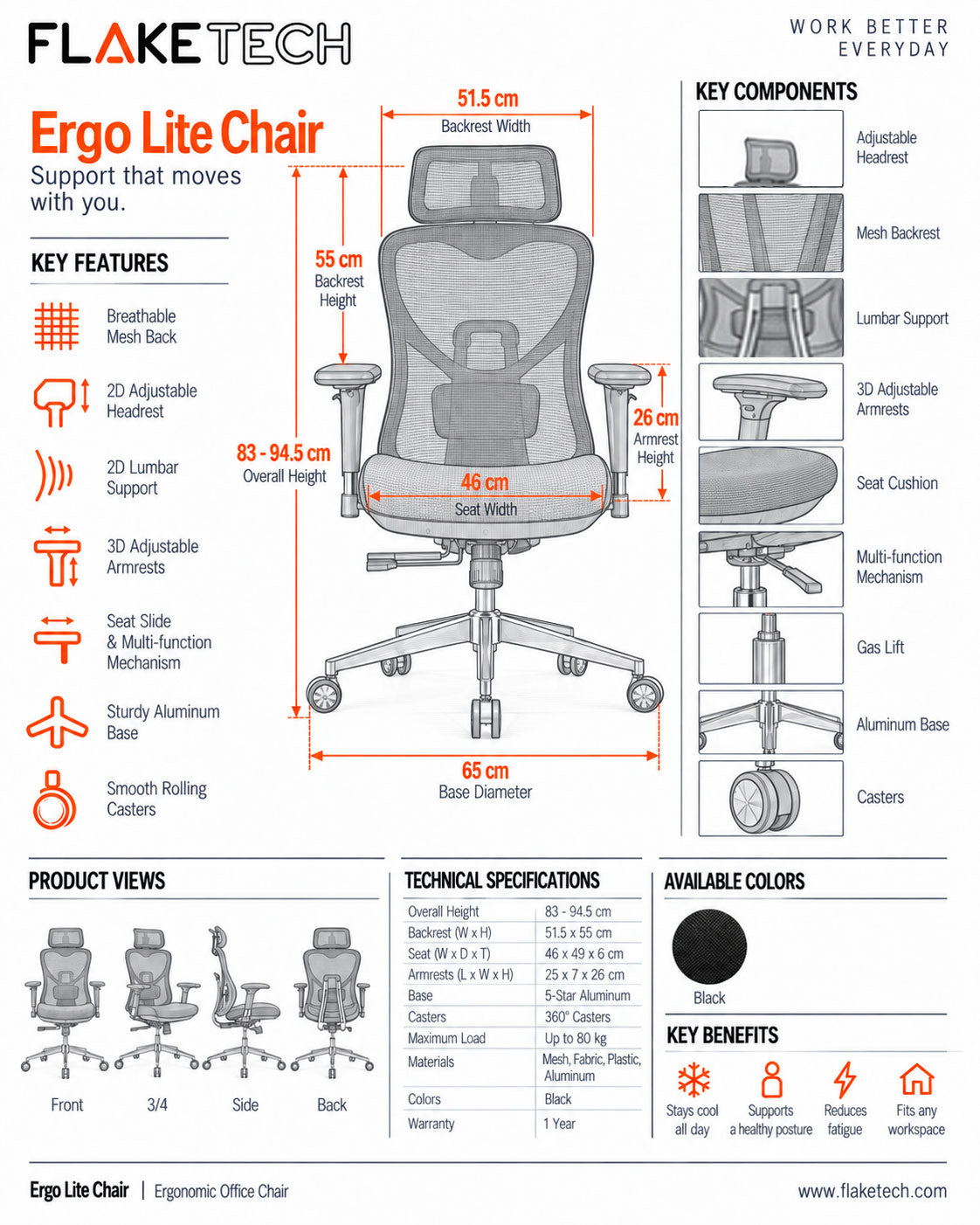 ergonomic mesh office chair– FlakeTech