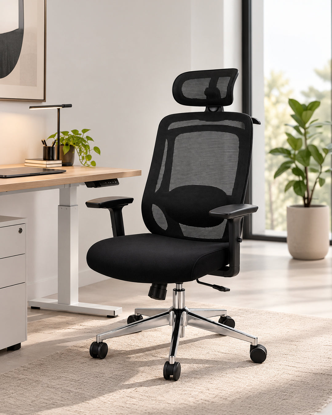 A black mesh ergonomic office chair - Flaketech