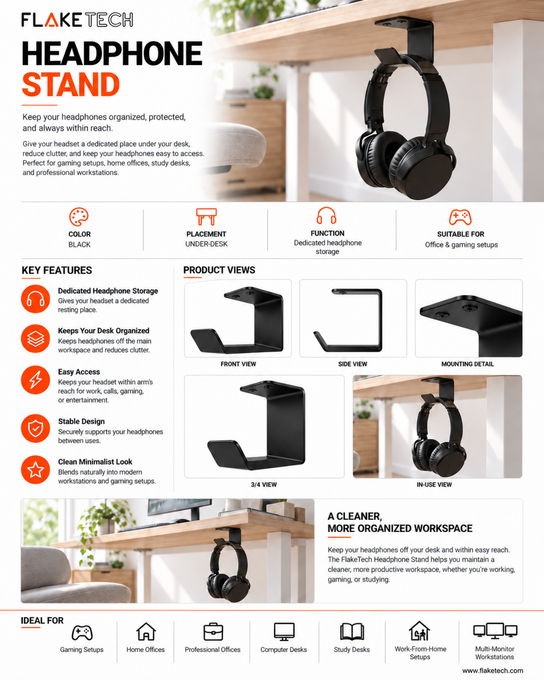 FlakeTech Headphone Stand