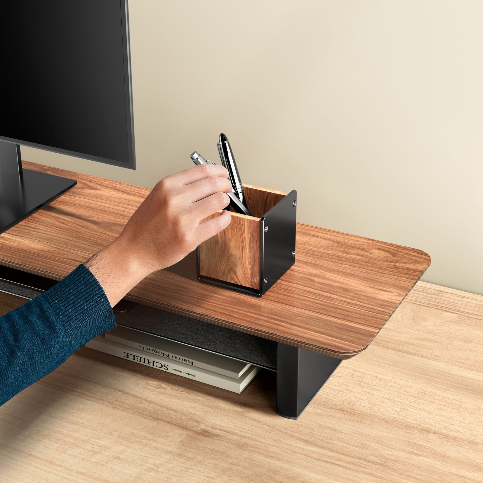 American Oak Pen Holder And Drawer