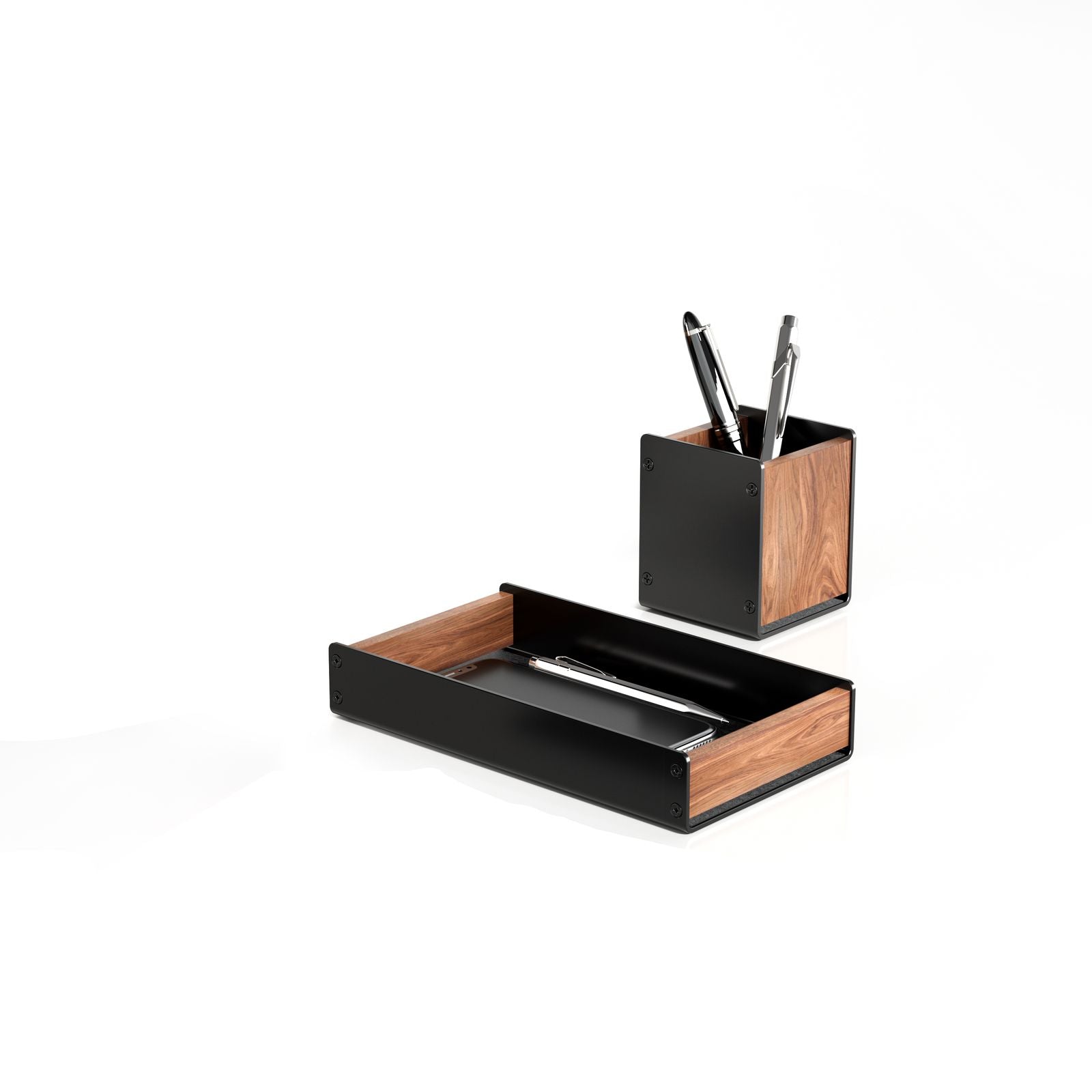 American Oak Pen Holder And Drawer