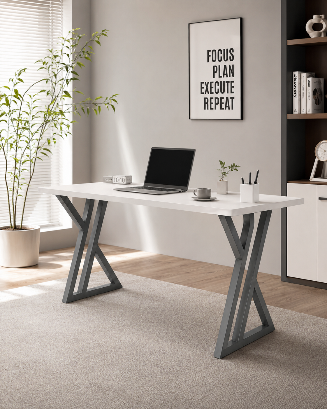  White Modern Desk -flaketech